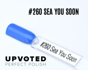 Capsule du vernis semi-permanent NailPerfect Upvoted #260 Sea You Soon, bleu océan intense et brillant.