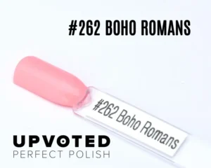 Capsule du vernis semi-permanent NailPerfect Upvoted #262 Boho Romans, rose corail doux et lumineux.