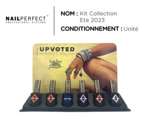 Image de la collection NailPerfect Upvoted Bare Foot Freedom présentant les cinq teintes : Key West Sunset, Para Para Paradise, Sea You Soon, VK Mood On et Boho Romans – vernis semi-permanents professionnels aux nuances estivales vibrantes.