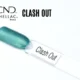 Capsule du vernis semi-permanent professionnel CND™ Shellac Clash Out, vert sarcelle métallique aux reflets bleutés et nacrés, finition brillante effet miroir.
