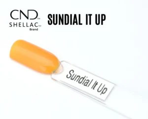 Capsule du vernis semi-permanent professionnel CND™ Shellac Sundial It Up, jaune orangé nacré au fini brillant et doré