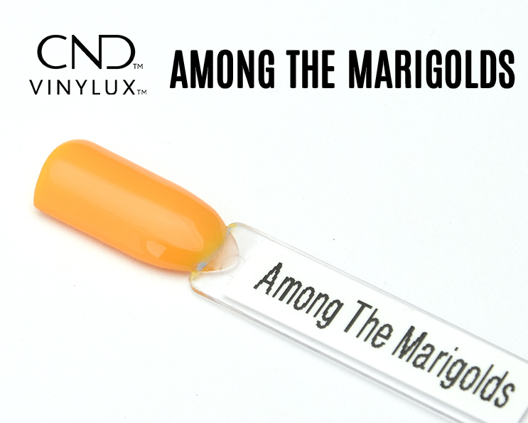 Capsule du vernis CND™ VINYLUX™ Among The Marigolds – orange chaud opaque, finition crème brillante.