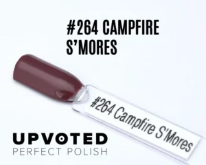Capsule du vernis semi-permanent NailPerfect Upvoted #264 Campfire S’Mores, brun cacao chaud et intense.