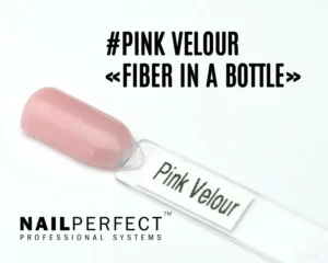 Fiber in a Bottle NailPerfect Pink Velour (15 ml), teinte rose nude velours, effet naturel lumineux, base/renfort enrichie fibres, vitamine E & calcium