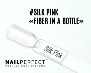 Capsule du Fiber in a Bottle NailPerfect Silk Pink, teinte rose très claire transparente, effet naturel et brillant, enrichi en fibres de verre, vitamine E et calcium.
