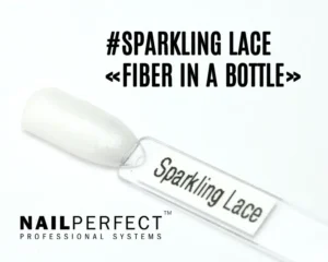 Capsule du Fiber in a Bottle NailPerfect Sparkling Lace, blanc nacré scintillant à reflets argentés, effet brillant et élégant, enrichi en fibres, vitamine E et calcium.