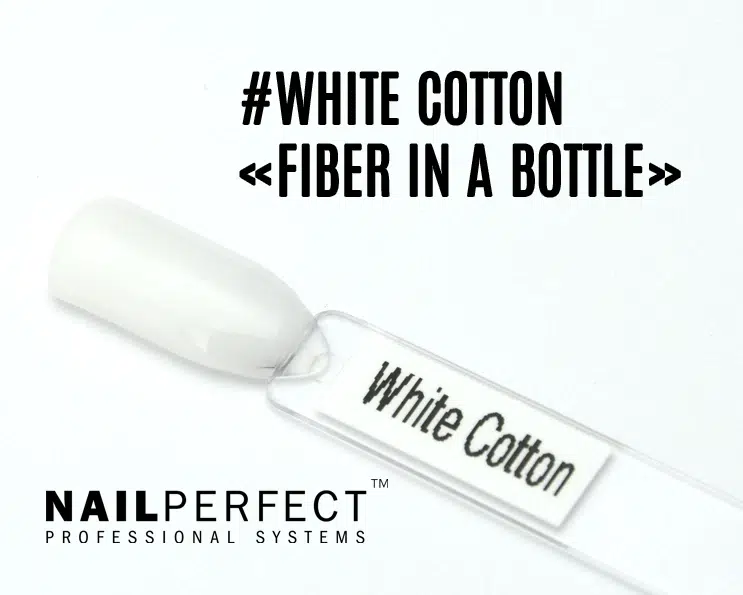 Capsule du Fiber in a Bottle NailPerfect White Cotton, blanc pur et opaque, effet brillant, enrichi en fibres, vitamine E et calcium.