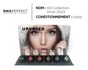 Image de la collection NailPerfect Upvoted Effortlessly Classic présentant les 5 teintes : Prince, Berry Lips, Iconic Pink, Bobbie Brown et Bomber Jacket — vernis semi-permanents professionnels aux nuances hivernales chic et intemporelles.