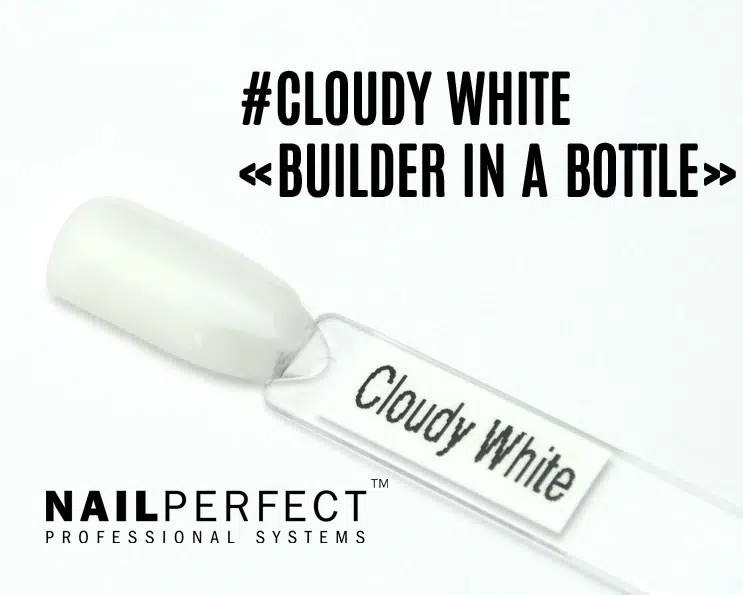 Capsule du Builder in a Bottle NailPerfect Cloudy White, blanc laiteux doux et lumineux, sans TPO.