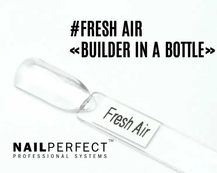 Capsule du Builder in a Bottle NailPerfect Fresh Air, gel transparent effet cristal, finition brillante et naturelle, sans TPO.