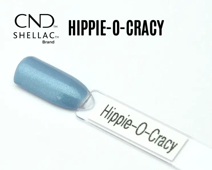 Capsule du vernis semi-permanent professionnel CND™ Shellac Hippie-O-Cracy, bleu océan nacré et lumineux à la finition brillante effet miroir.