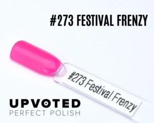 Capsule du vernis semi-permanent NailPerfect Upvoted #273 Festival Frenzy, rose néon vif et lumineux.
