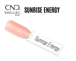 Capsule du vernis semi-permanent professionnel CND™ Shellac Sunrise Energy, corail rosé translucide au fini brillant et naturel.