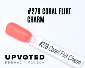 Capsule du vernis semi-permanent NailPerfect Upvoted #278 Coral Flirt Charm, corail vif et lumineux.