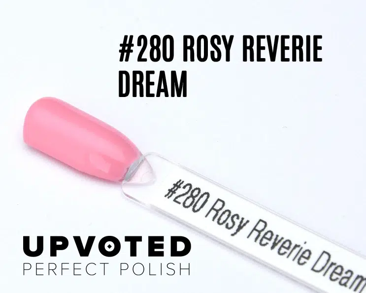 Capsule du vernis semi-permanent NailPerfect Upvoted #280 Rosy Reverie Dream, rose clair tendre et lumineux.