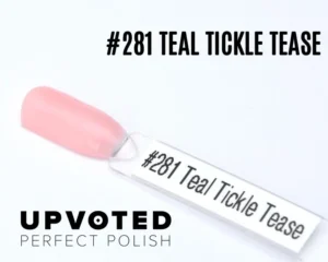 Capsule du vernis semi-permanent NailPerfect Upvoted #281 Teal Tickle Tease, rose nude doux et lumineux.