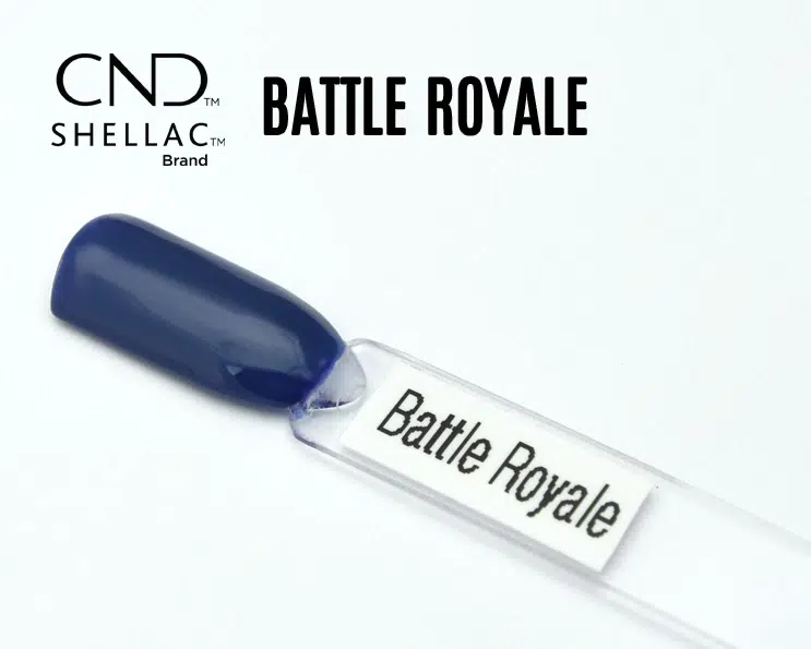 Capsule du vernis semi-permanent professionnel CND™ Shellac Battle Royale, bleu marine profond au fini laqué et brillant.