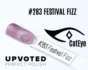 Capsule du vernis semi-permanent NailPerfect Upvoted Cat Eye #283 Festival Fizz, lilas doux aux reflets argentés et rosés.