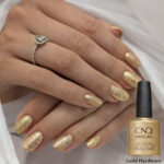 Vernis semi-permanent professionnel CND Shellac Gold Hardware couleur doré pailleté effet métal précieux sur ongles