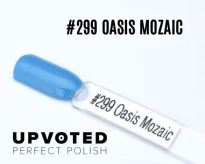 Capsule du vernis semi-permanent NailPerfect Upvoted #299 Oasis Mozaic, bleu clair lumineux et frais.