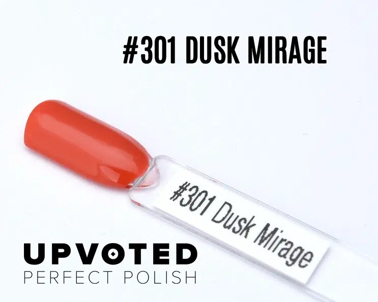 Capsule du vernis semi-permanent NailPerfect Upvoted #301 Dusk Mirage, orange chaud et lumineux.