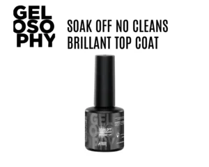 Flacon 7 ml du top gel soak-off “No-Cleanse Brilliant” transparent ultra-brillant de la gamme Gelosophy Astonishing Nails.