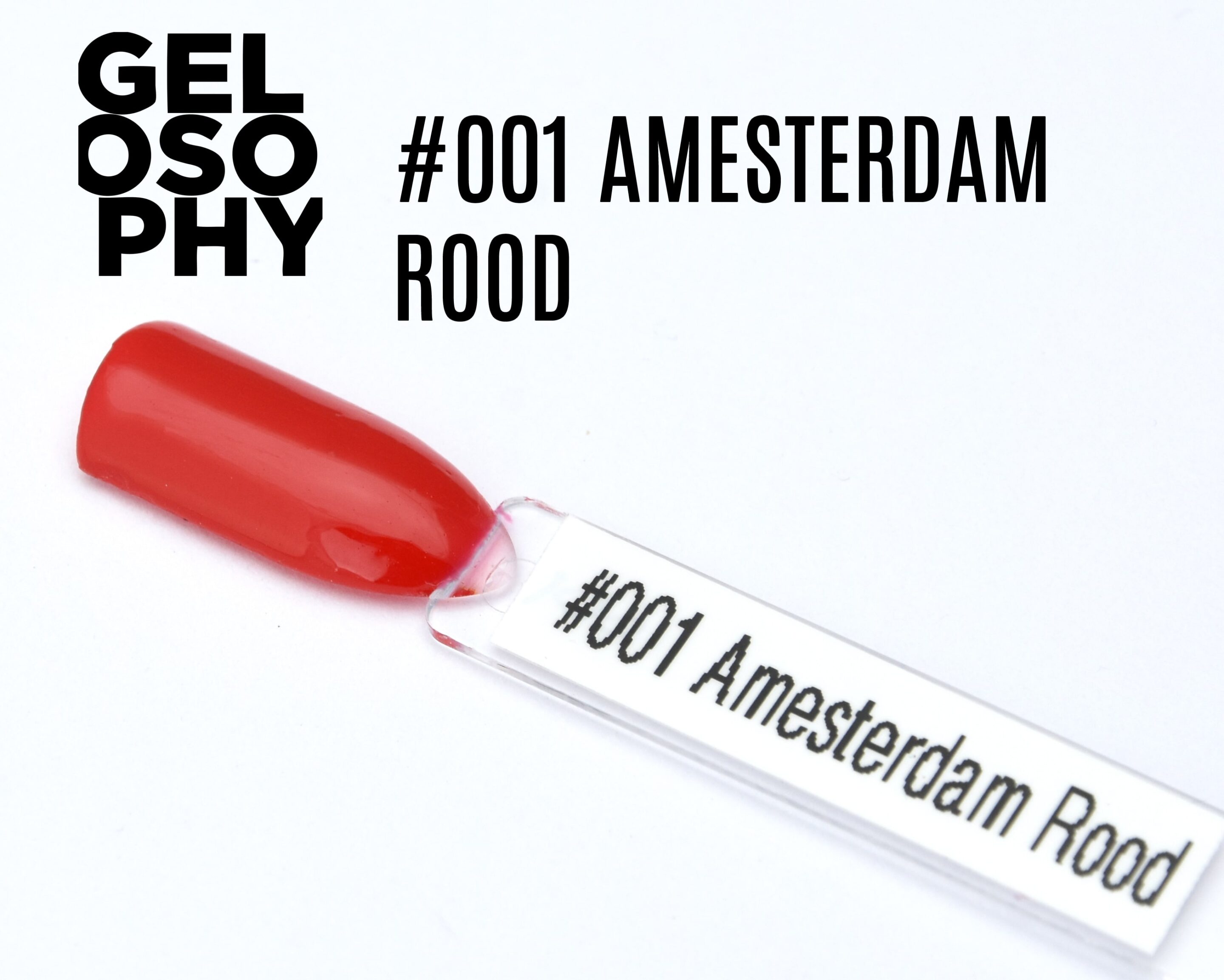 Capsule du vernis semi-permanent AstonishingNails Gelosophy #001 Amesterdam Rood, un rouge vif intense et brillant.