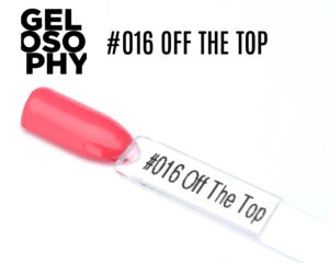 Capsule du vernis semi-permanent AstonishingNails Gelosophy #016 Off The Top, un rose pastèque vif et brillant.