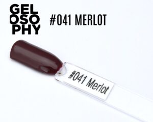 Capsule du vernis semi-permanent AstonishingNails Gelosophy #041 Merlot, un bordeaux sombre intense et élégant