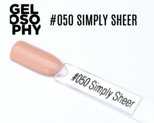 Capsule du vernis semi-permanent AstonishingNails Gelosophy #050 Simply Sheer, un beige rosé transparent et naturel