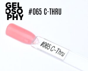 Capsule du vernis semi-permanent AstonishingNails Gelosophy #065 C-Thru, un rose transparent doux et lumineux.