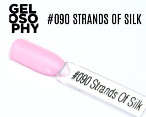 Capsule de présentation du vernis permanent AstonishingNails Gelosophy #090 Strands of Silk, rose clair soyeux et brillant.