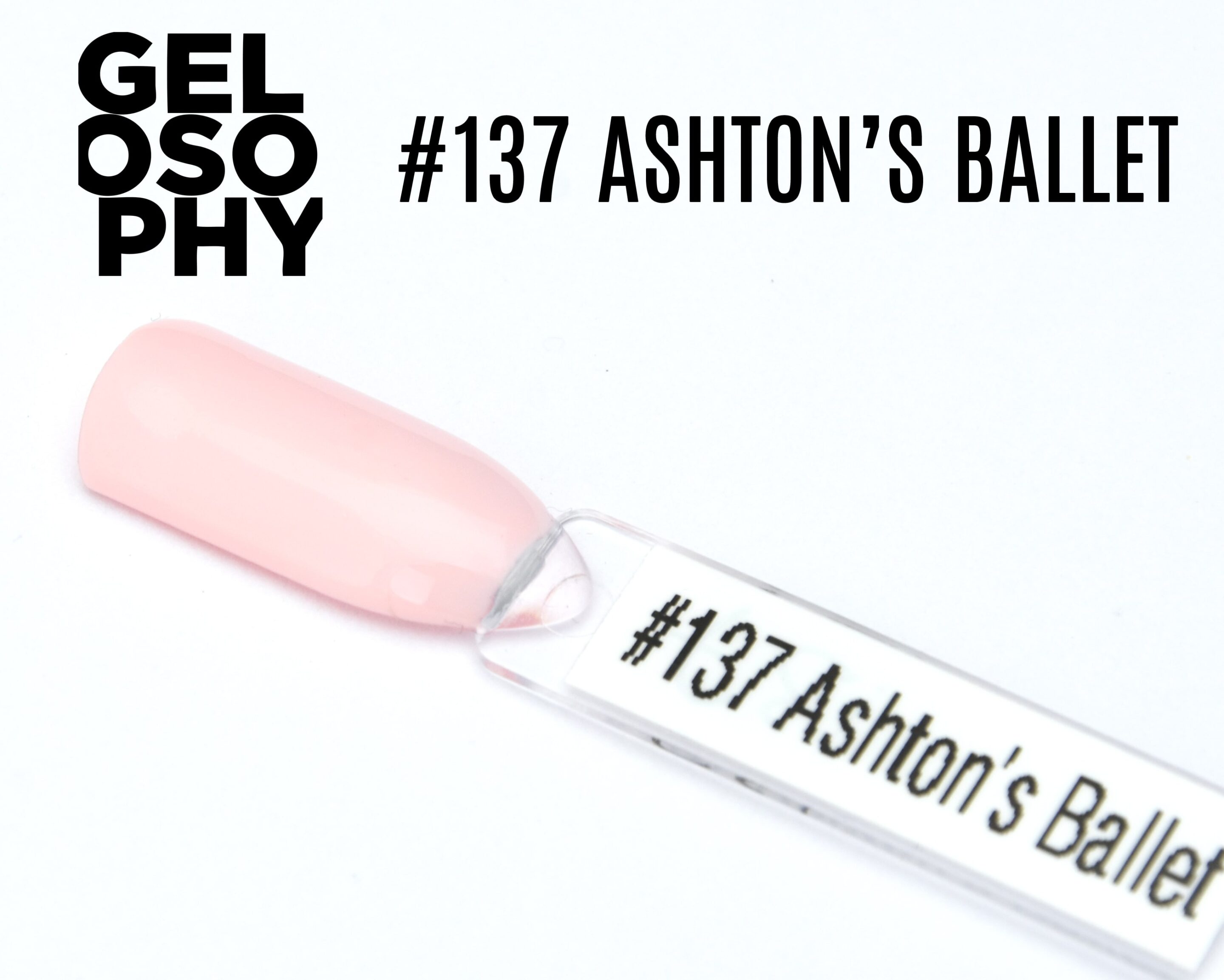 apsule de présentation du vernis permanent AstonishingNails Gelosophy #137 Ashton’s Ballet, rose poudré clair et brillant.