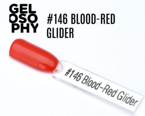 Capsule du vernis semi-permanent AstonishingNails Gelosophy #146 Blood-Red Glider, un rouge intense et brillant.
