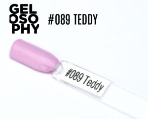 Capsule du vernis semi-permanent AstonishingNails Gelosophy #089 Teddy, un rose pastel irisé et brillant.