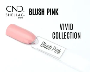 Capsule du vernis CND Shellac Blush Pink en rose poudré brillant.