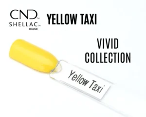 Capsule du vernis semi-permanent professionnel CND™ Shellac Yellow Taxi, jaune vif et brillant au fini laqué, issu de la Vivid Collection.