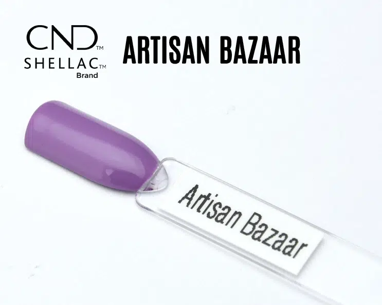 Capsule du vernis semi-permanent professionnel CND™ Shellac Artisan Bazaar, violet lavande lumineux à la finition brillante et crémeuse.