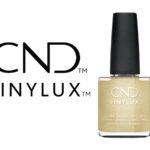 Flacon du vernis longue tenue CND™ VINYLUX™ Glitter Sneakers, présenté en or pailleté, fini glitter brillant, format professionnel 15 ml.