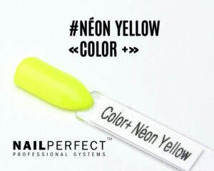 Capsule du Color+ Gel Néon Yellow NailPerfect – gel décoratif jaune fluo vif et auto-nivelant, idéal pour nail art, french colorée et créations lumineuses.