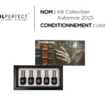 Image de la collection NailPerfect Upvoted The Forgotten Library présentant les cinq teintes : Dusty Pages, Sealed With Wax, Ink Ivy, Faded Bookmark et Emerald Archives — vernis semi-permanents professionnels aux nuances automnales mystérieuses et luxueuses.