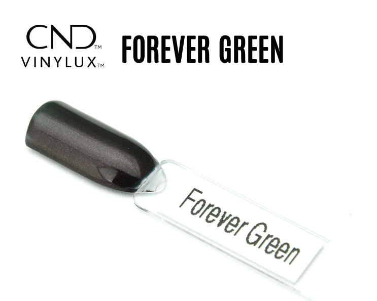 Capsule de vernis vert foncé scintillant CND Vinylux Forever Green  