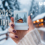 Collection hiver 2025 Polaroid Snow Memories NailPerfect Upvoted avec main manucurée tenant une photo Polaroid en décor enneigé