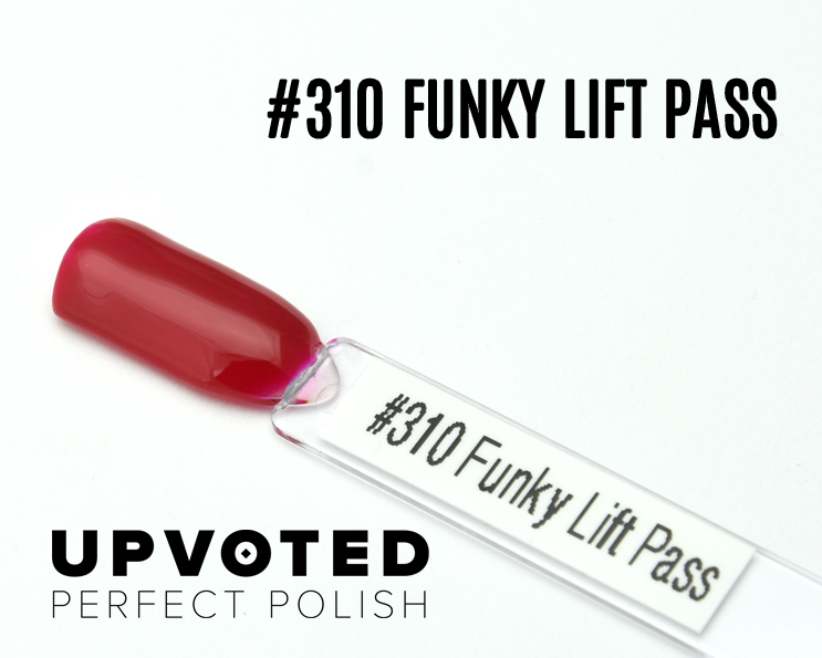 NailPerfect Upvoted #310 Funky Lift Pass – Vernis semi-permanent rouge framboise lumineux Capsule du vernis semi-permanent NailPerfect Upvoted #310 Funky Lift Pass, un rouge framboise lumineux et éclatant.