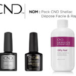 Pack CND Shellac dépose facile et rapide avec Offly Fast, Base Coat et Top Coat Xpress5 pour retrait du vernis semi-permanent sans abîmer les ongles