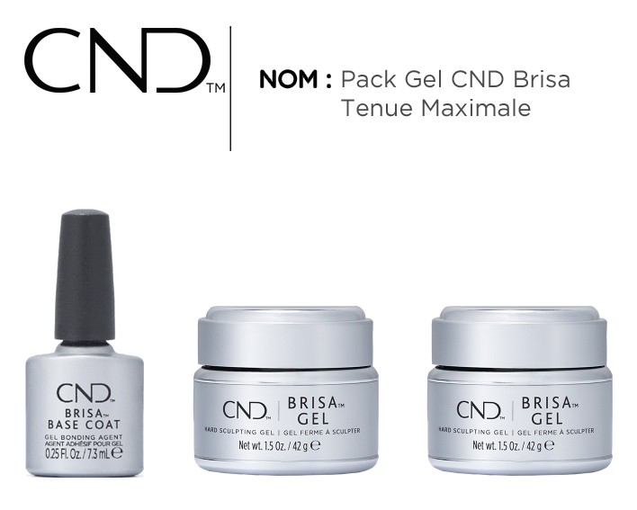 Pack gel CND Brisa tenue maximale avec base coat et deux gels de construction professionnels