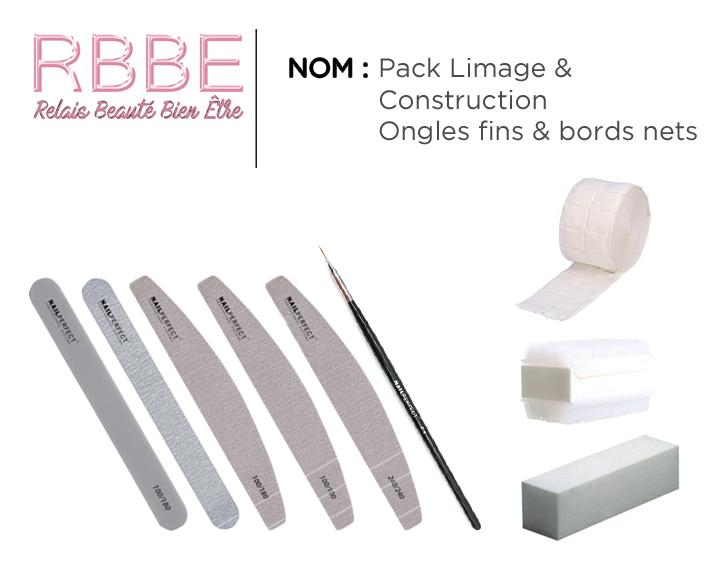 Pack limage et construction ongles épais RBBE avec limes professionnelles, pinceau gel, blocs ponceurs et accessoires pour renforcement et mise en forme des ongles