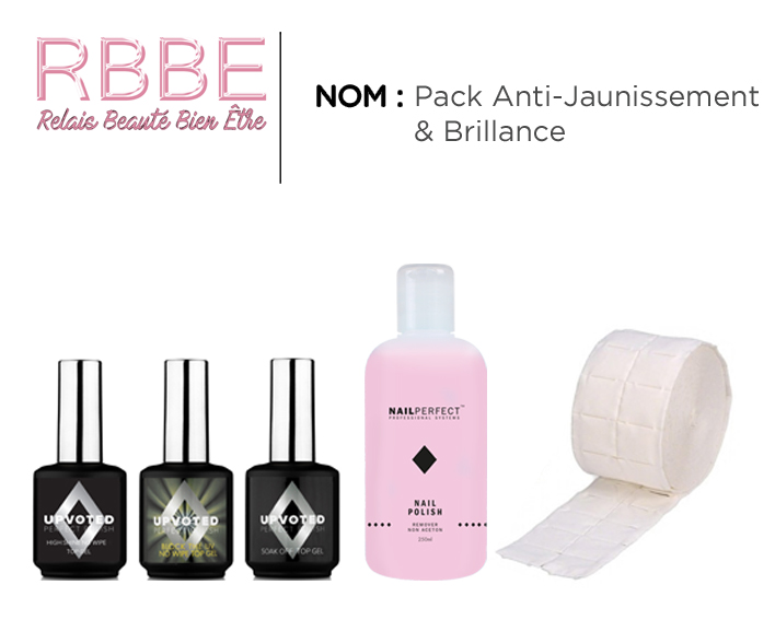 Pack anti-jaunissement et brillance pour vernis semi-permanent avec top coats UV et cleaner professionnel