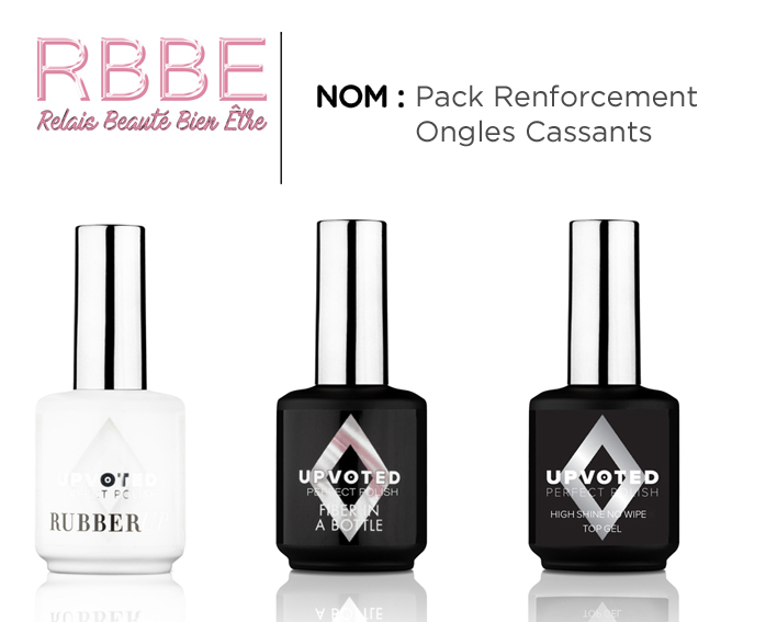 Pack renforcement ongles cassants avec Rubber Base, Fiber in a Bottle et Top Coat brillant pour vernis semi-permanent