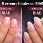 Exemples de décollement et fissures sur pose BIAB montrant les erreurs courantes en onglerie